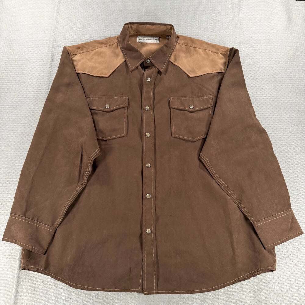 Bit & Bridle Men's Faux Suede Western Pearl Snap Shirt Jacket